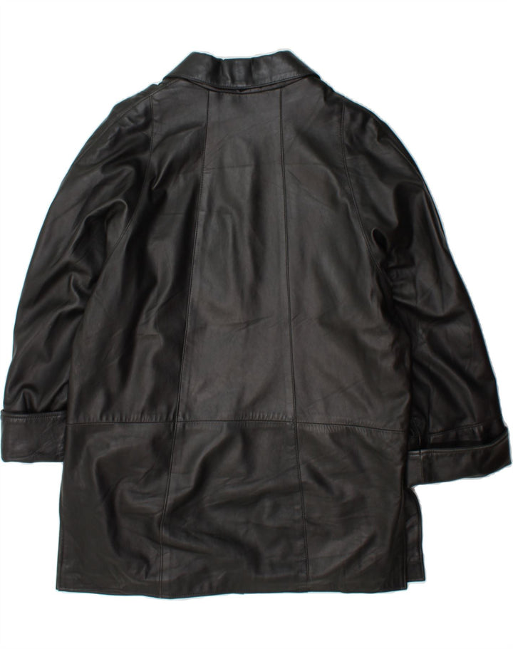 VINTAGE Womens Oversized Leather Coat UK 16 Large Black Vintage Vintage and Second-Hand Vintage from Messina Hembry 