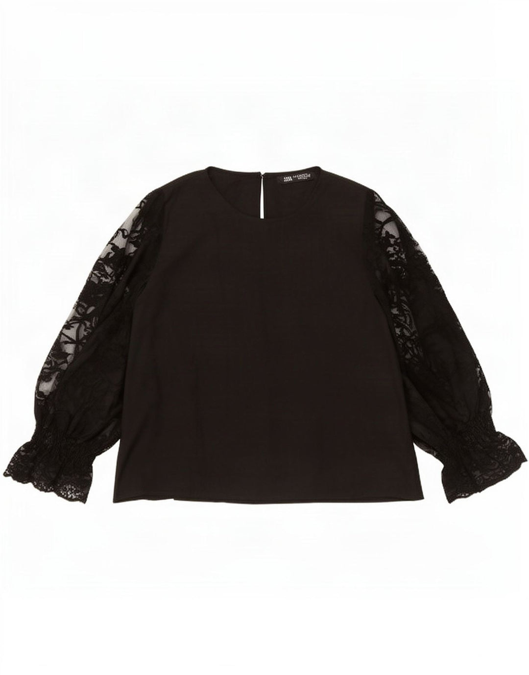 Top Zara a maniche lunghe da donna, taglia UK 14, poliestere nero medio