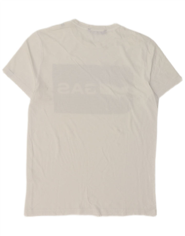 T-shirt grafica da uomo Gas Top piccola in cotone bianco