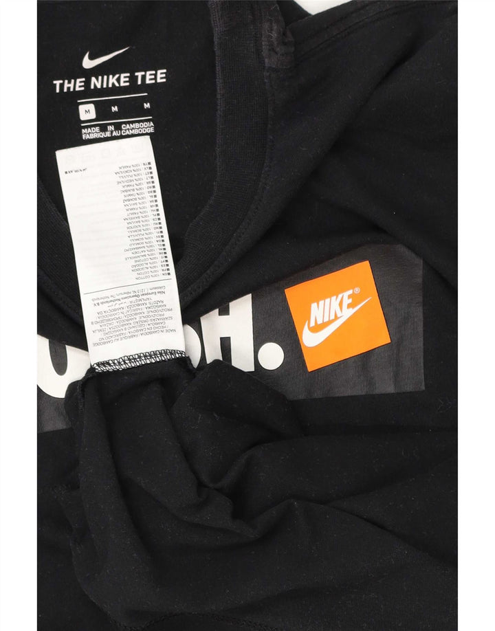 T-shirt grafica Nike Swoosh da uomo in cotone medio nero