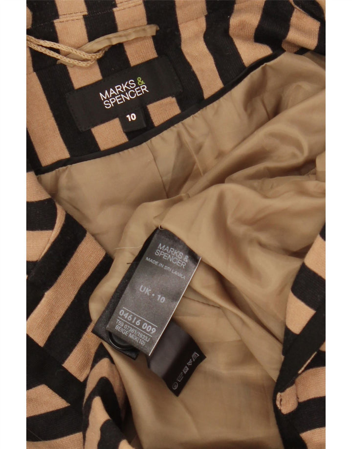 Giacca blazer corta da donna Marks & Spencer UK 10 piccola a righe beige