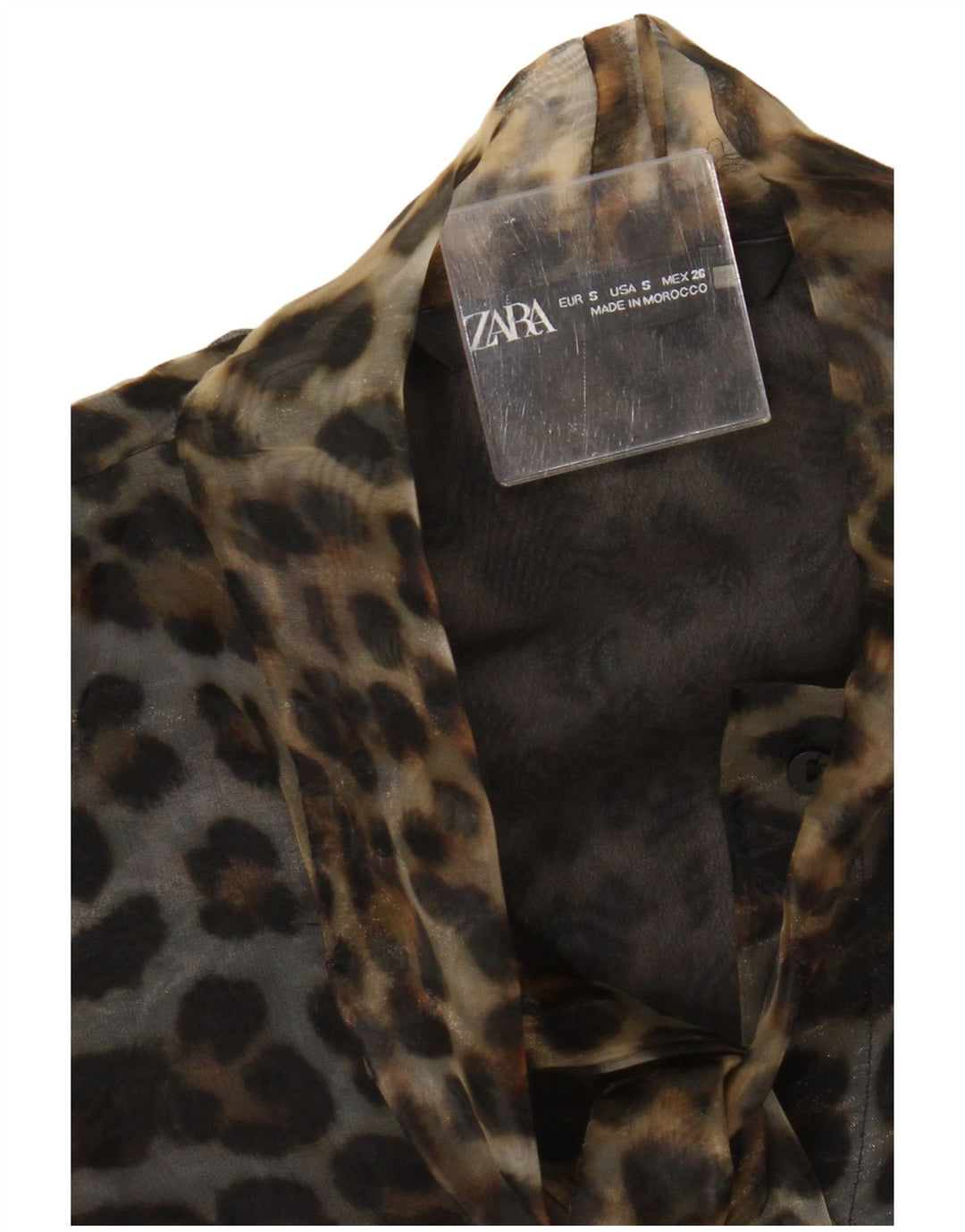 Camicetta da donna Zara Top UK 10 piccola stampa animalier marrone