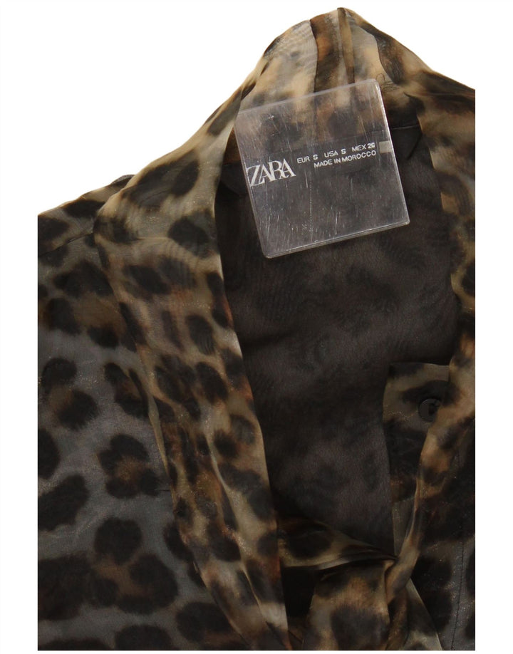 Camicetta da donna Zara Top UK 10 piccola stampa animalier marrone