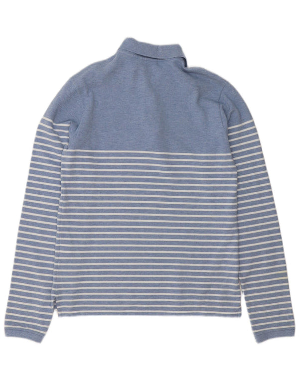 Polo Lacoste da bambino a maniche lunghe 15-16 anni in cotone a righe blu