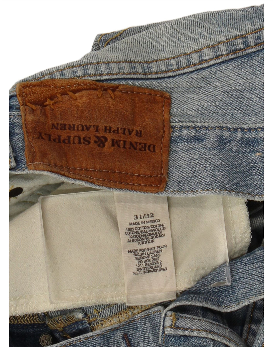 Jeans dritti invecchiati da uomo Ralph Lauren W31 L32 cotone blu