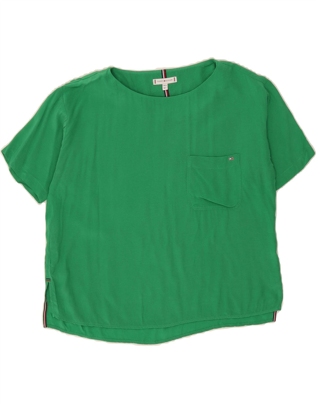 TOMMY HILFIGER Womens Oversized Blouse Top UK 4 XS Green Vintage Tommy Hilfiger and Second-Hand Tommy Hilfiger from Messina Hembry 