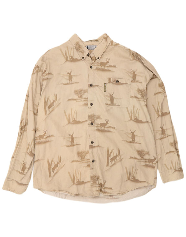 Camicia da uomo in velluto a coste Columbia River Lodge, cotone con stampa animalier beige grande