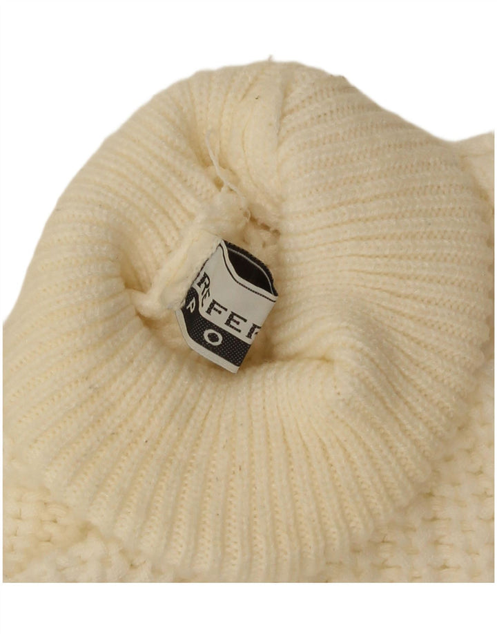 Maglione maglione vintage da uomo con collo alto XL bianco