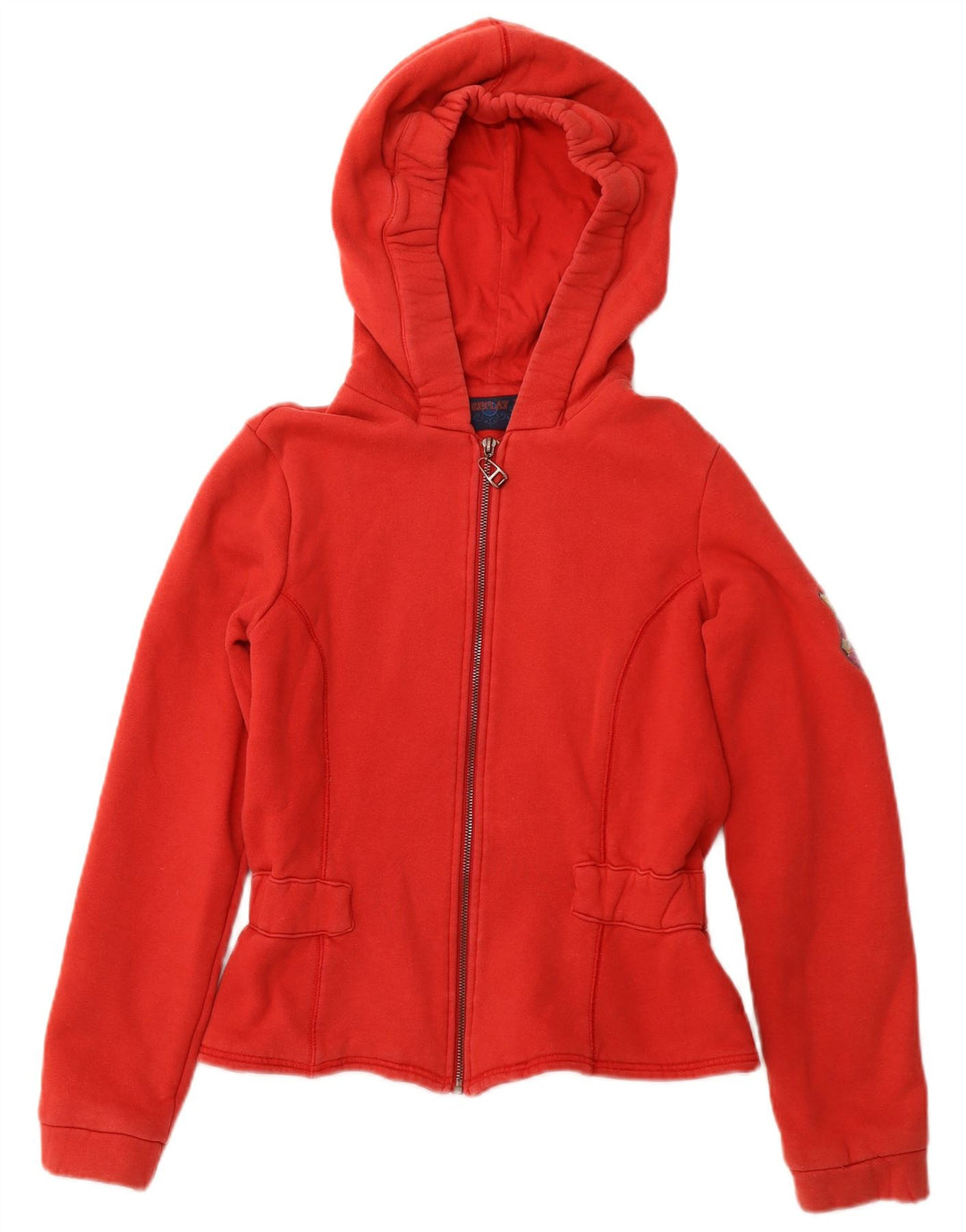 REPLAY Womens Zip Hoodie Sweater UK 12 Medium Red Cotton