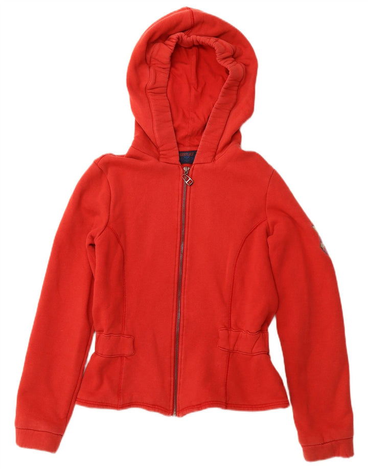 REPLAY Womens Zip Hoodie Sweater UK 12 Medium Red Cotton