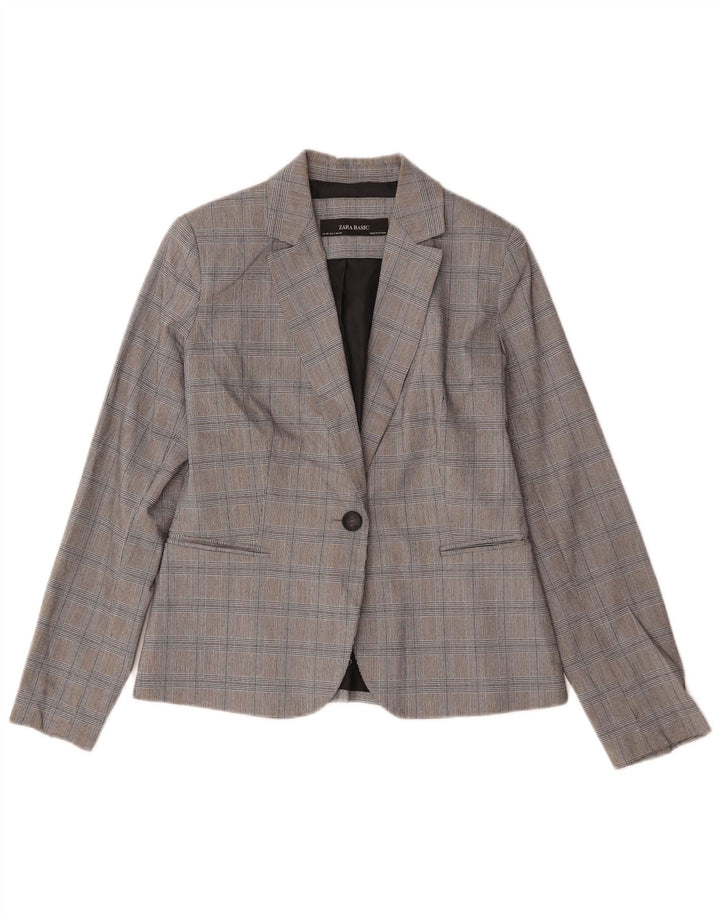 Giacca blazer a 1 bottone da donna Zara EU 36 XS poliestere pied de poule grigio