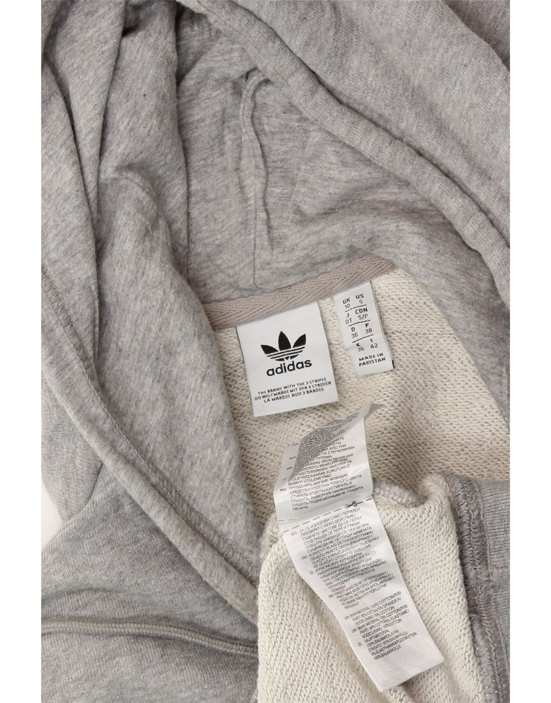 Maglione con cappuccio grafico oversize da donna ADIDAS UK 10 piccolo cotone grigio