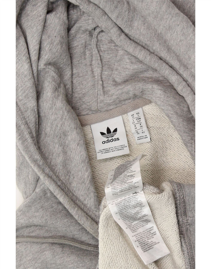 Maglione con cappuccio grafico oversize da donna ADIDAS UK 10 piccolo cotone grigio