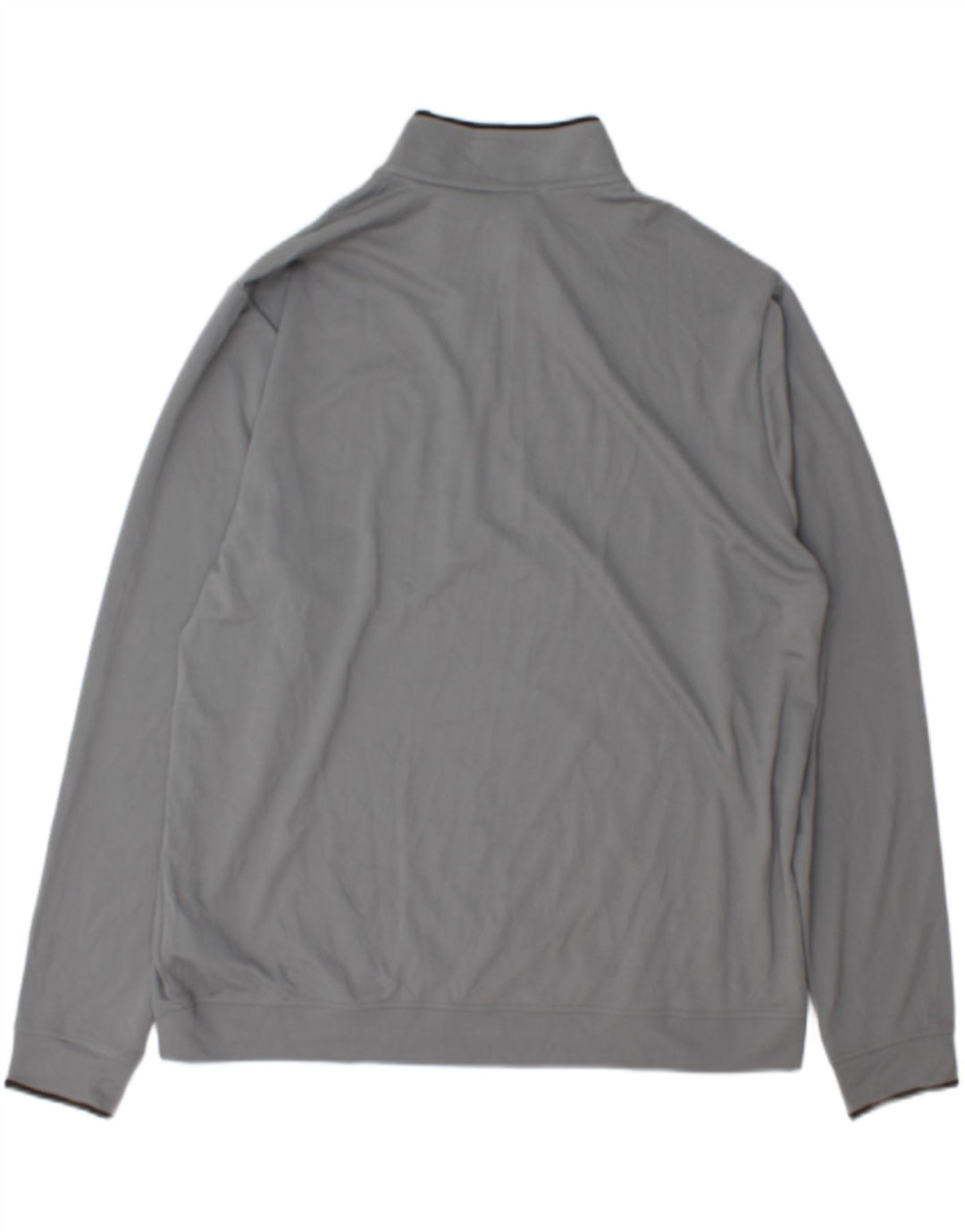 Adidas Uomo Zip Collo Pullover Tuta Top XL Grigio Poliestere