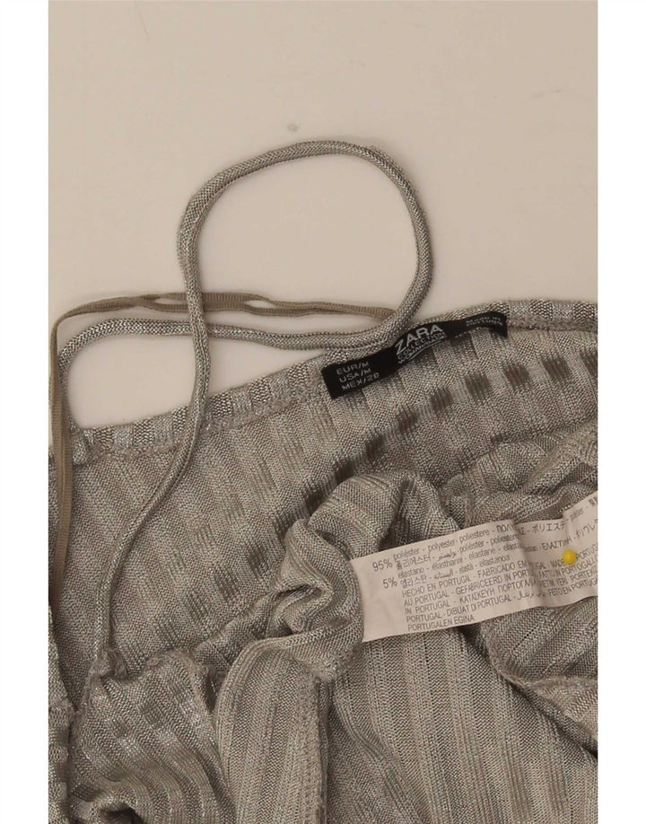 Canotta da donna Zara UK 14 Poliestere a righe grigio medio