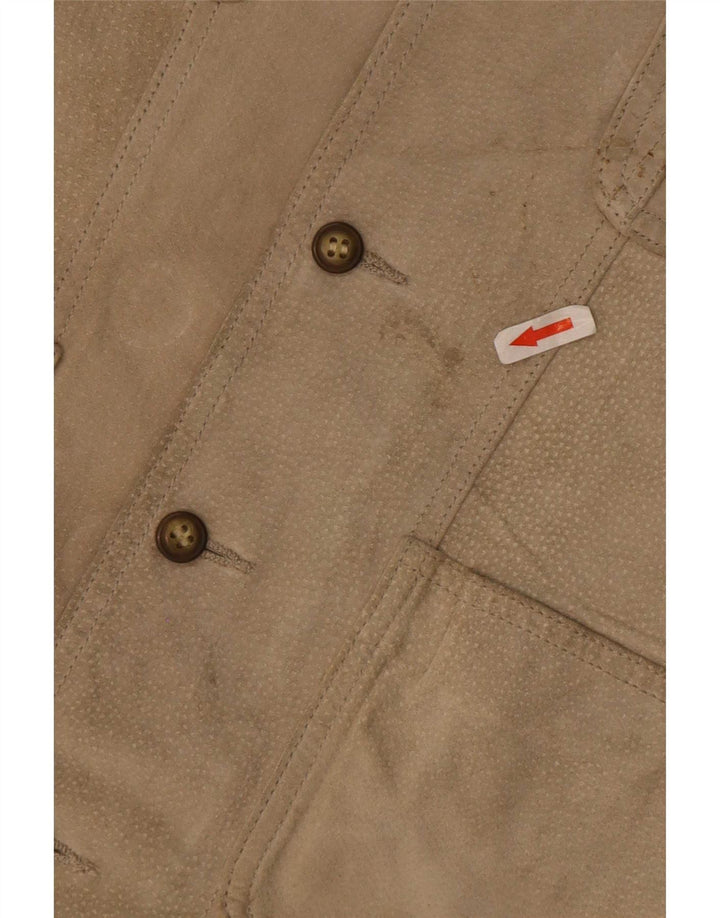 Gilet multiuso vintage da uomo in pelle scamosciata IT 48 in pelle beige medio