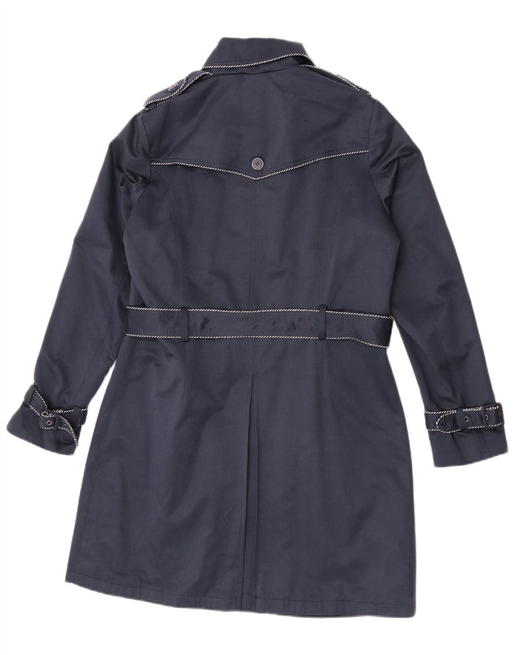Trench doppiopetto da donna Laura Ashley UK 12 medio blu navy
