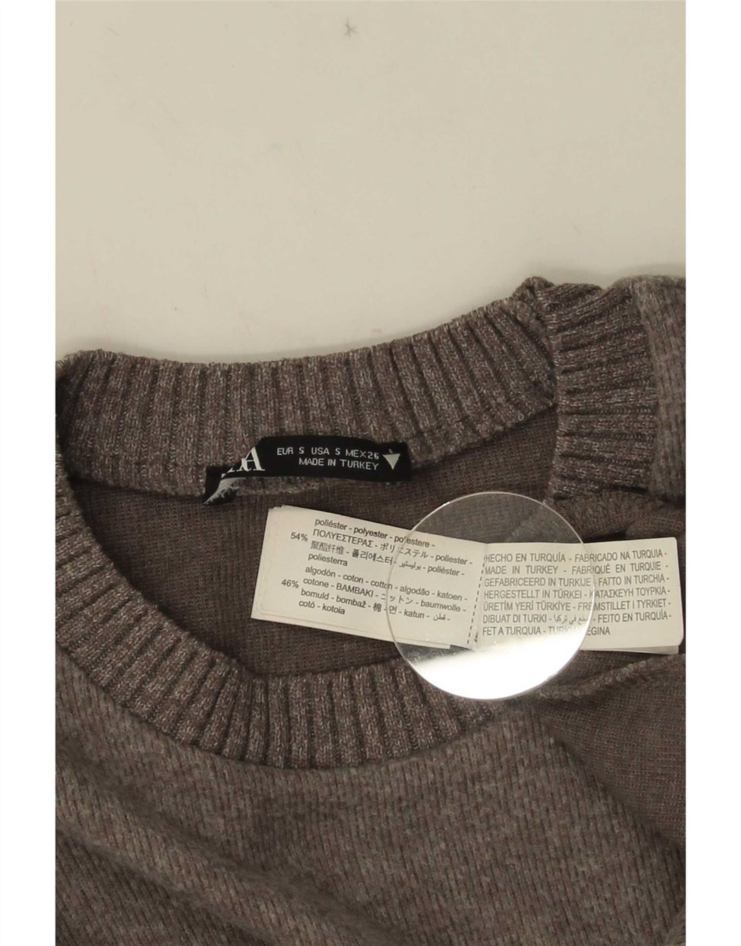 Maglione girocollo oversize da donna Zara UK 10 piccolo poliestere grigio
