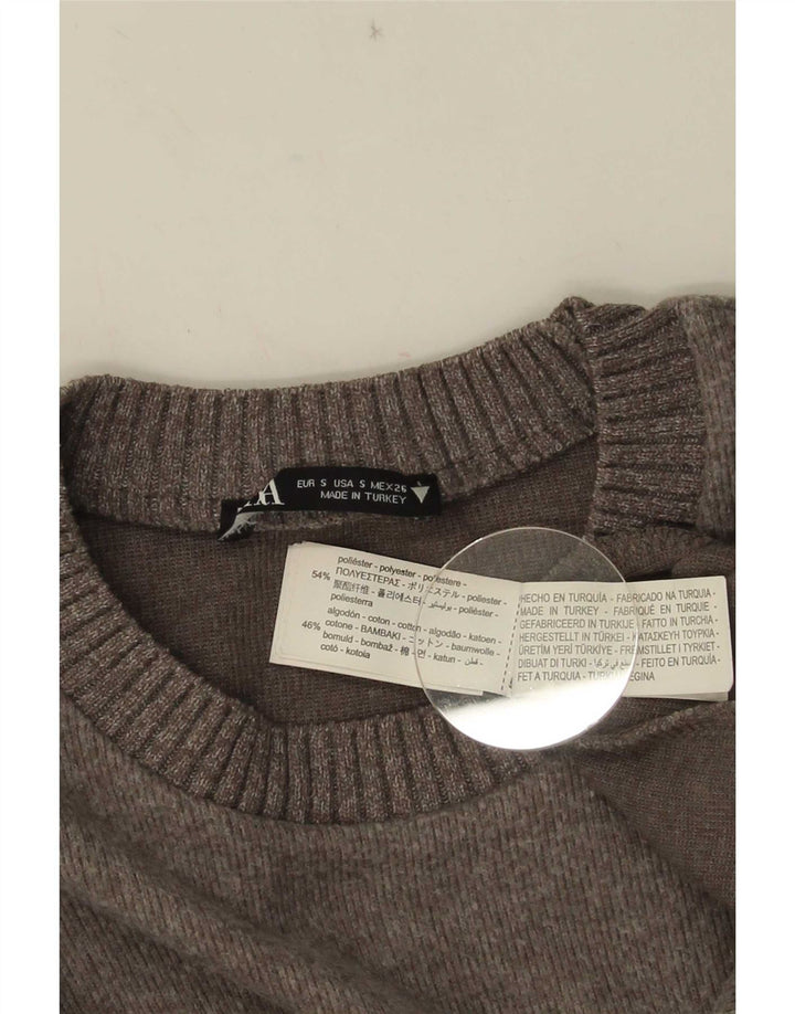 Maglione girocollo oversize da donna Zara UK 10 piccolo poliestere grigio