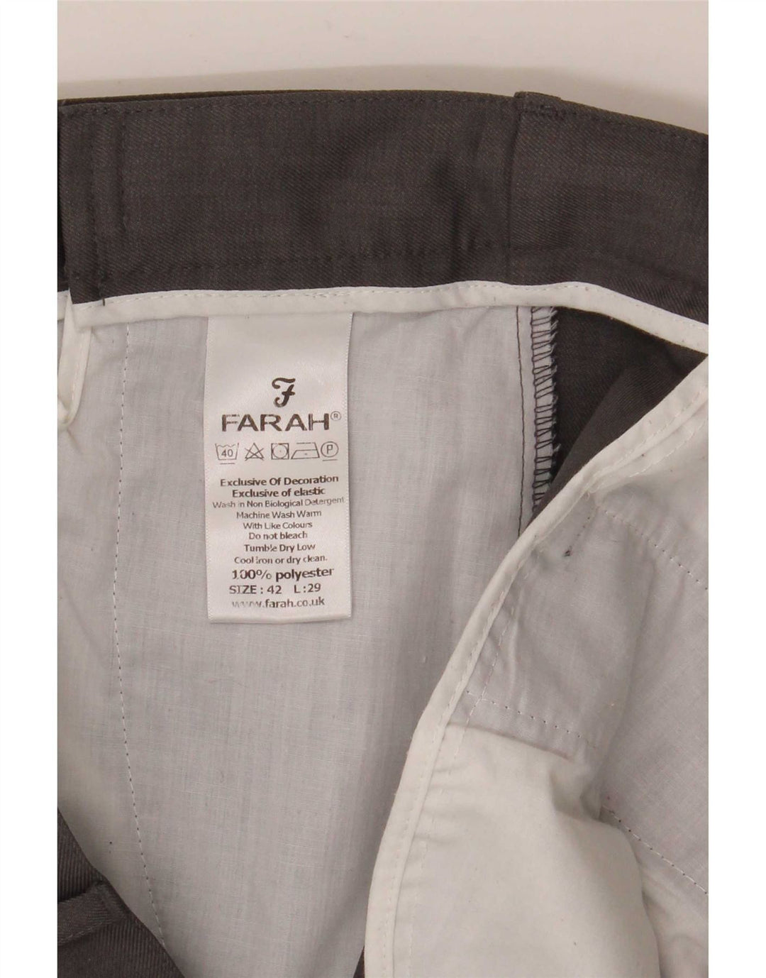 Pantaloni chino dritti da uomo Farah W42 L29 poliestere grigio