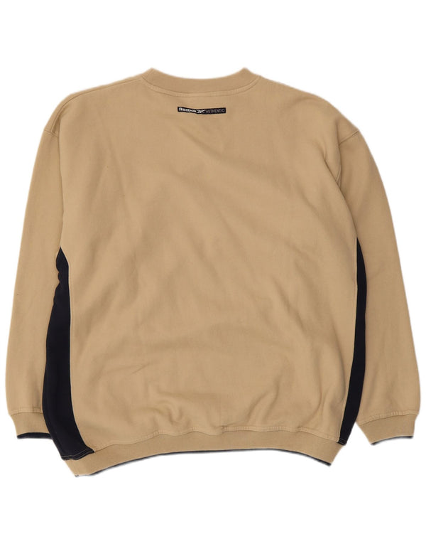 REEBOK Felpa grafica da uomo Maglione grande in cotone color block beige