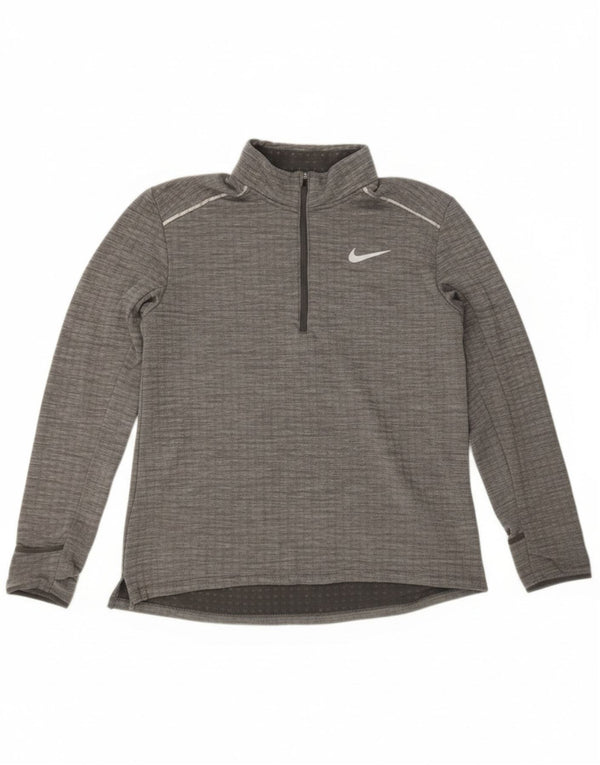 Nike - Maglia da tuta pullover con zip e collo da uomo, grande, in poliestere chiazzato grigio