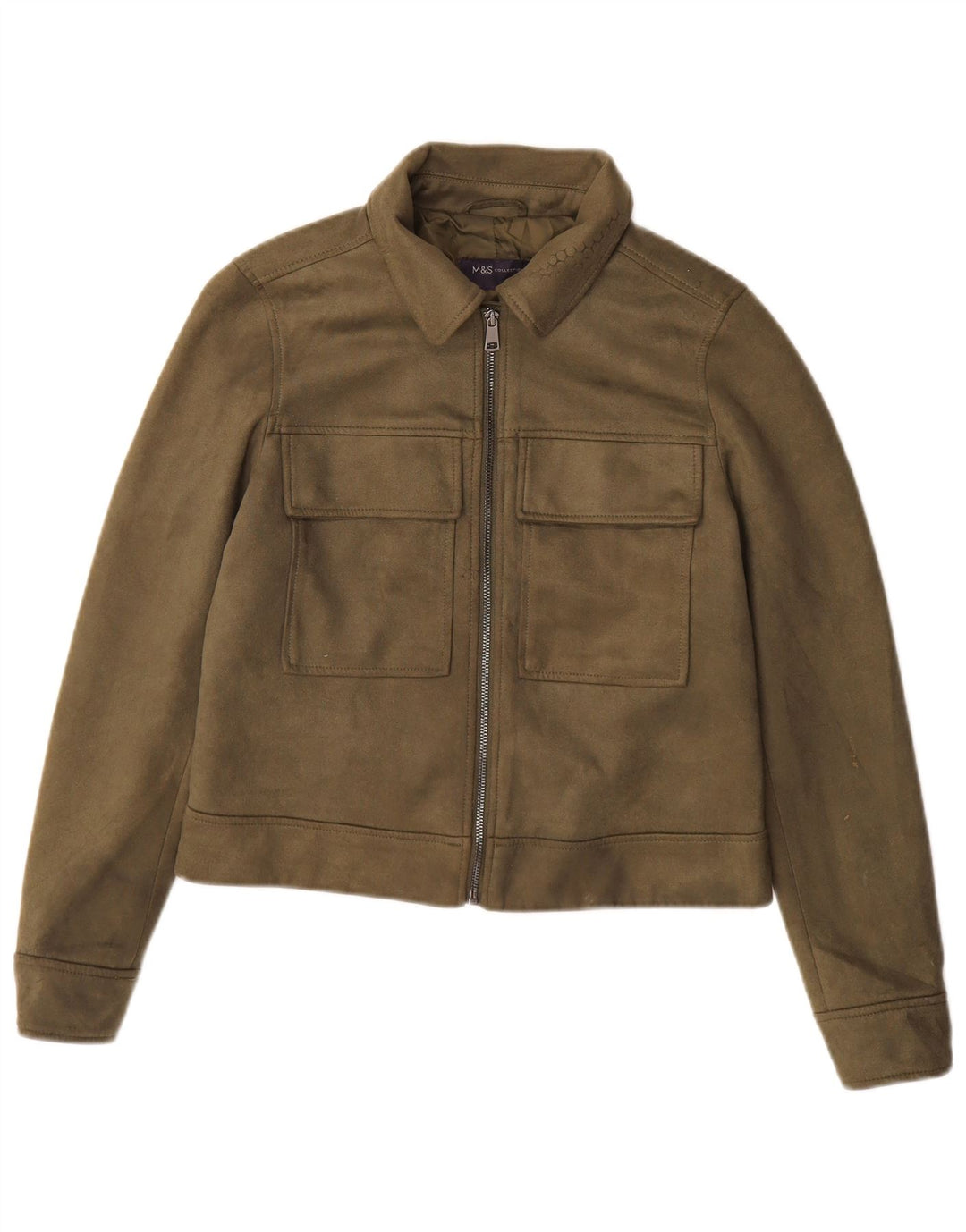 Giubbotto bomber da donna Marks & Spencer UK 10 piccolo poliestere kaki