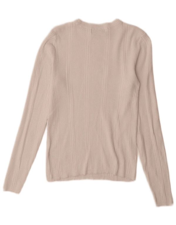 Maglione maglione con scollo a barca da donna Marks & Spencer UK 10 piccolo in viscosa bianca