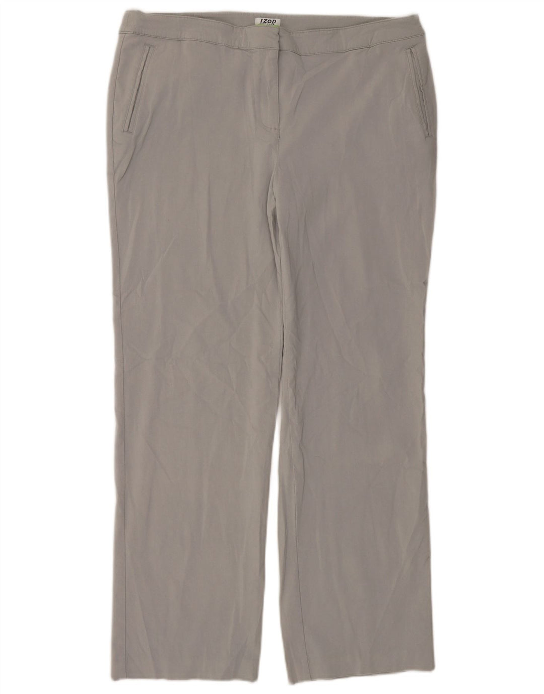 Pantaloni chino dritti da donna IZOD US 14 XL W38 L30 Rayon grigio