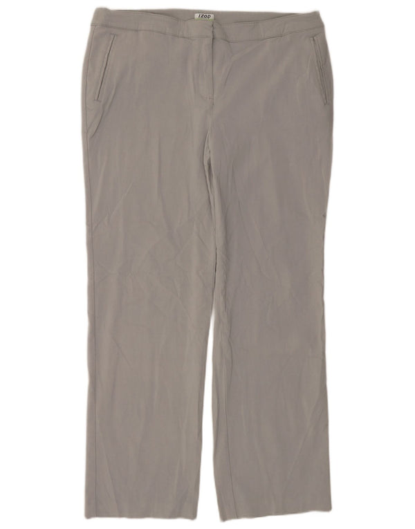 Pantaloni chino dritti da donna IZOD US 14 XL W38 L30 Rayon grigio