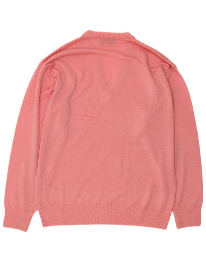 Maglione KAPPA da uomo con scollo a V, colore rosa medio, in lana vergine