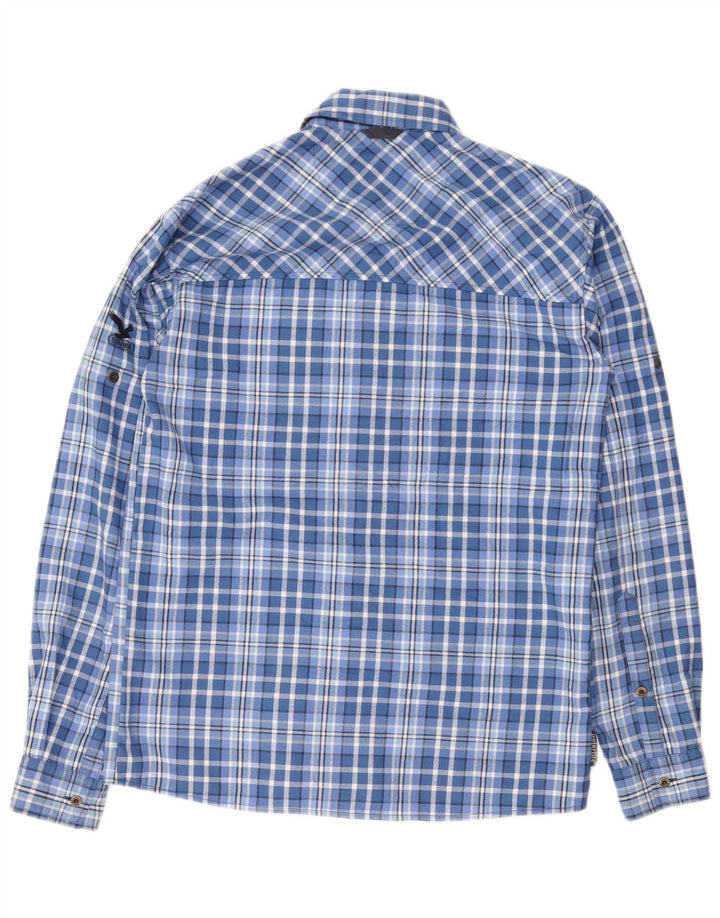 SALEWA Camicia da uomo in flanella a quadri piccoli in poliestere blu