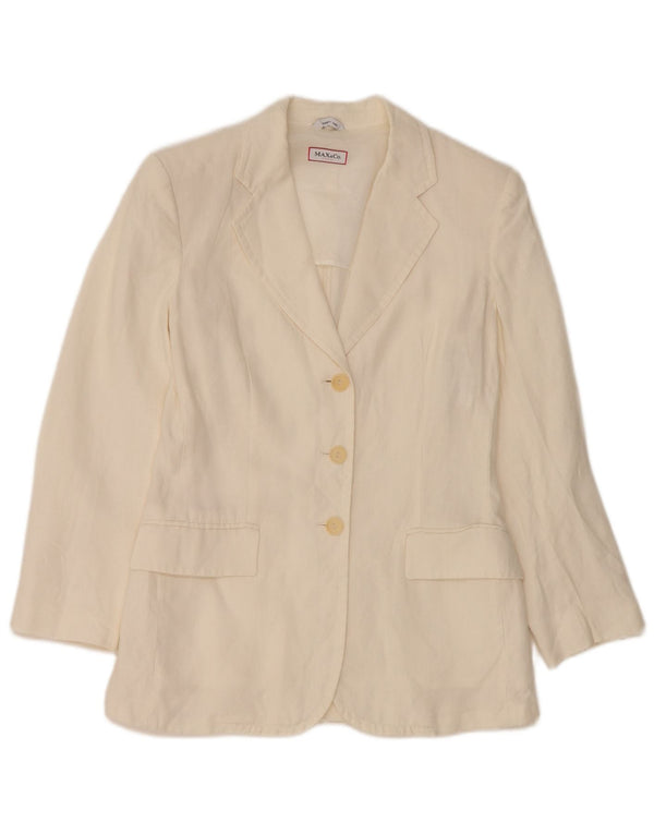 Max & Co. Giacca blazer da donna a 3 bottoni UK 8 piccola in lino bianco