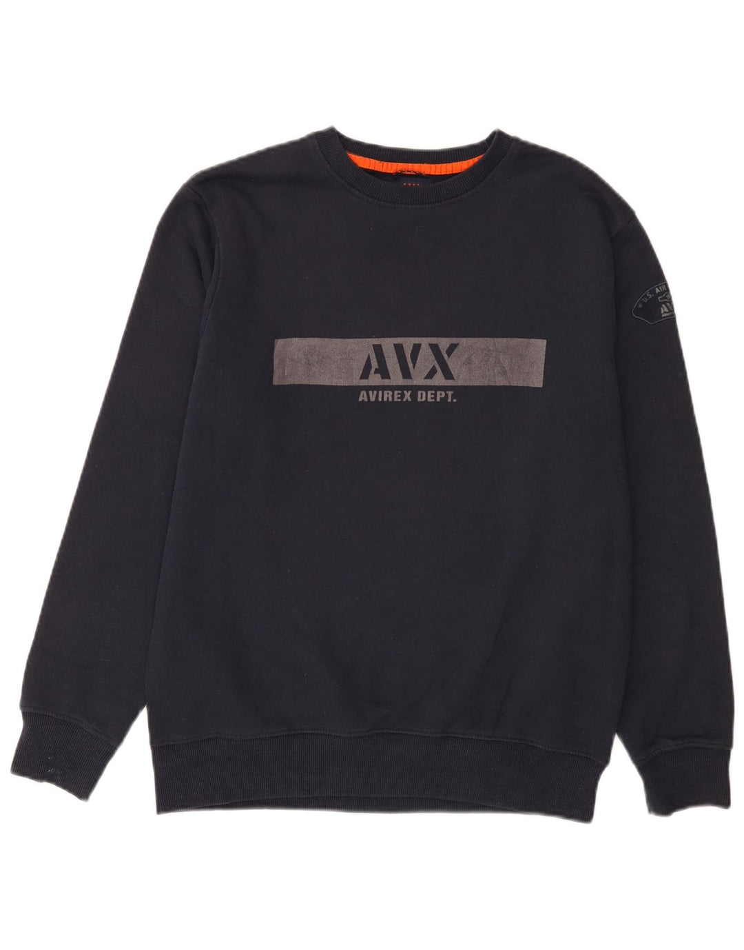 Felpa grafica da uomo Avirex, maglione medio, cotone blu navy