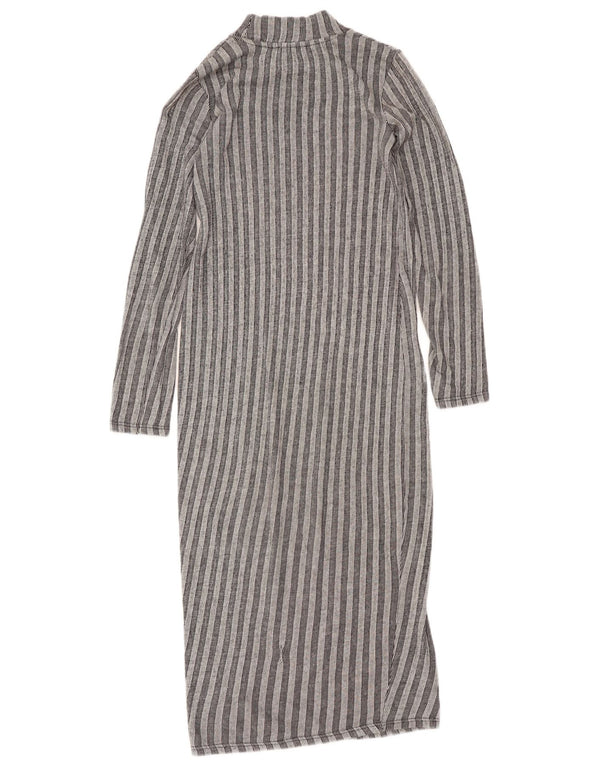 Vestito aderente a maniche lunghe Trafaluc da donna Zara UK 10 piccolo grigio a righe