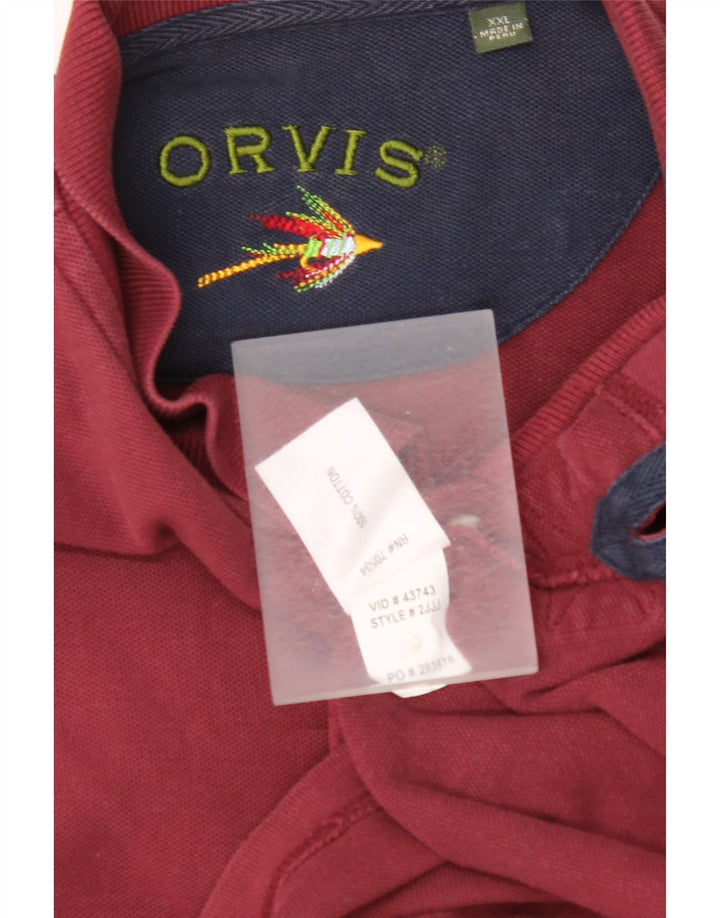 Polo da uomo a maniche lunghe ORVIS 2XL in cotone bordeaux