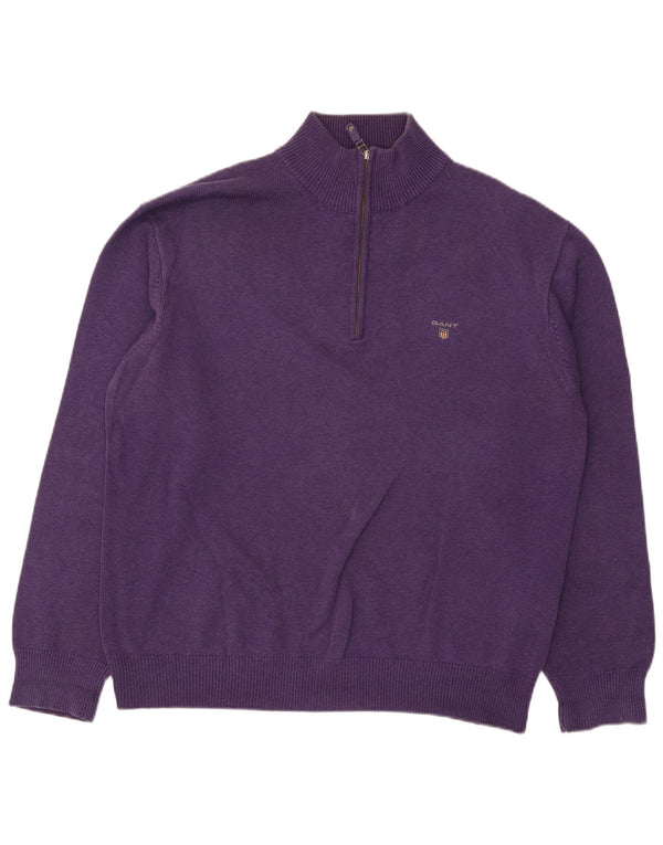 Gant Maglione da uomo con zip e collo XL in cotone viola