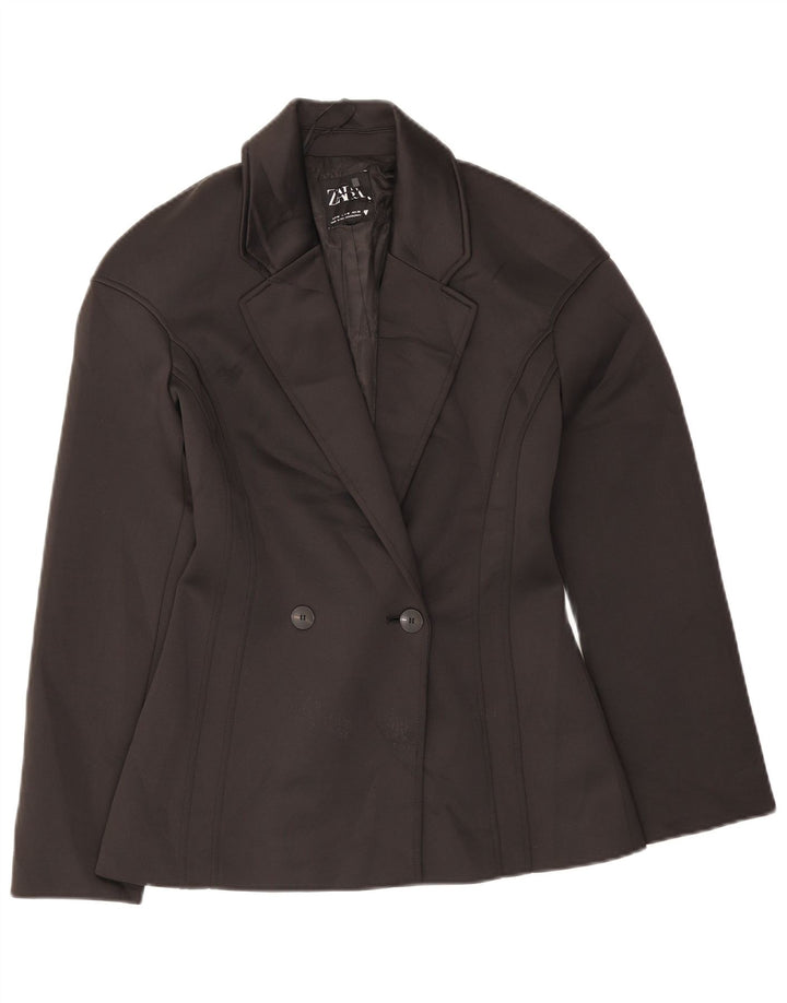 Giacca blazer doppiopetto da donna Zara UK 12 poliestere nero medio
