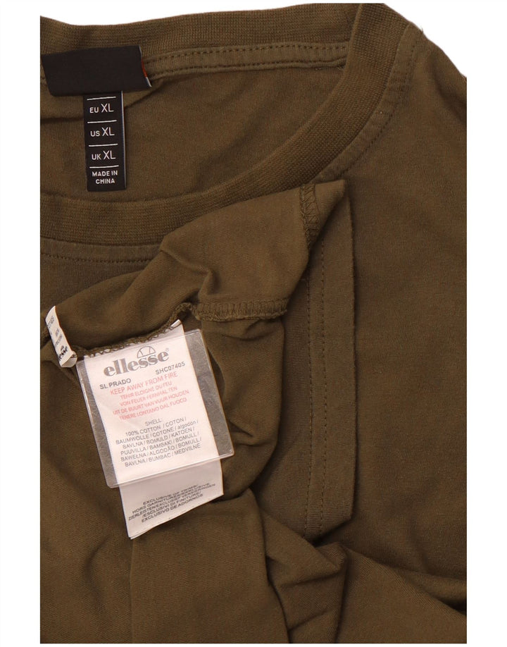 ELLESSE T-shirt grafica da uomo Top XL in cotone kaki