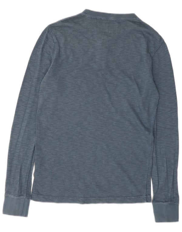 Top da uomo Superdry a maniche lunghe in cotone screziato blu medio
