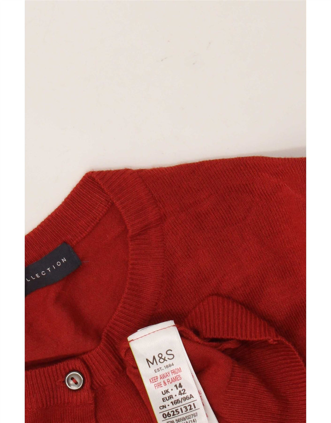 Maglione cardigan da donna Marks & Spencer UK 14 grande viscosa rossa