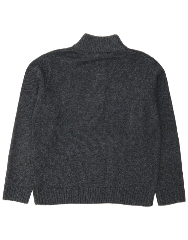 Maglione da uomo Marks & Spencer con bottoni e collo grande blu navy screziato