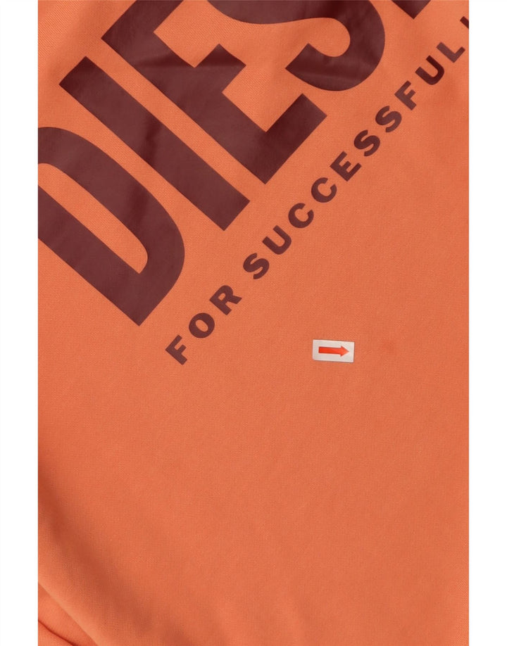 DIESEL Mens Graphic Sweatshirt Jumper Medium Orange Cotton