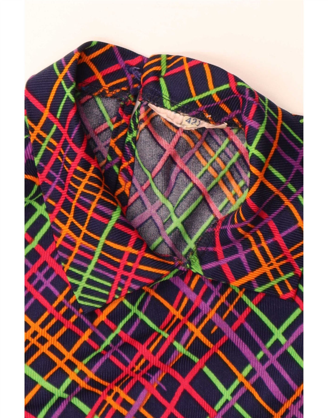 Abito vintage da donna senza maniche a trapezio IT 42 Medio multicolore geometrico