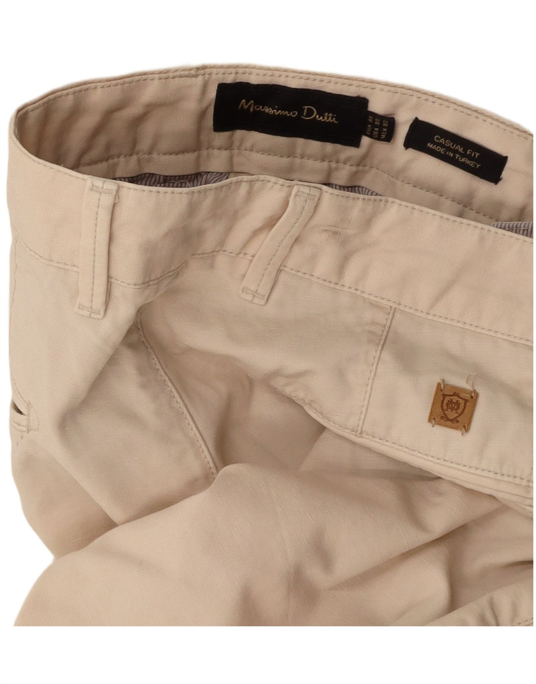 MASSIMO DUTTI Womens Straight Chino Trousers EU 38 Small W30 L30 Beige