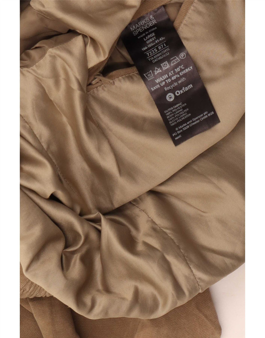 Giubbotto bomber da uomo Marks & Spencer UK 40 Large Beige Poliestere