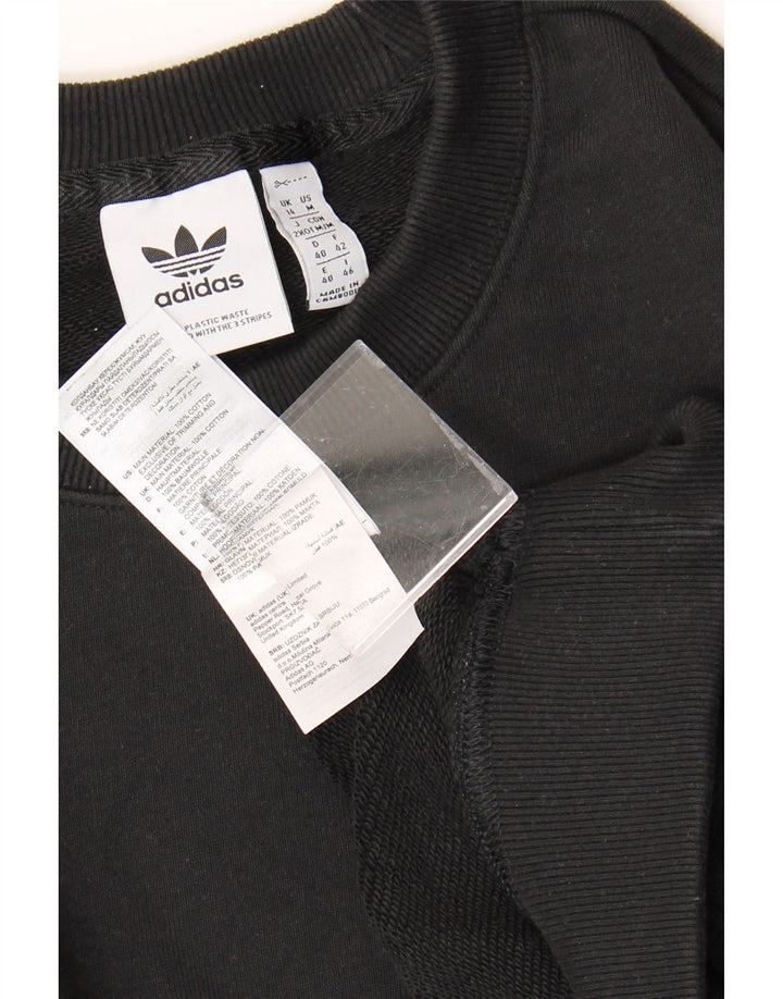 ADIDAS Womens Oversized Crop Sweatshirt Jumper UK 14 Medium Black Cotton