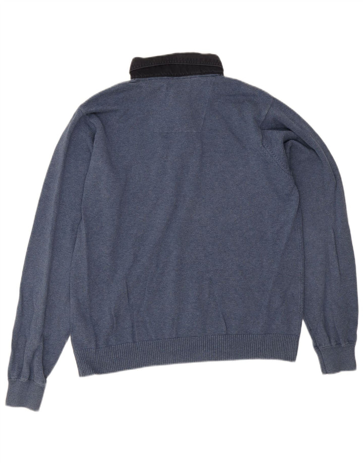 Maglione da uomo Marks & Spencer blu Harbour con collo a polo blu medio