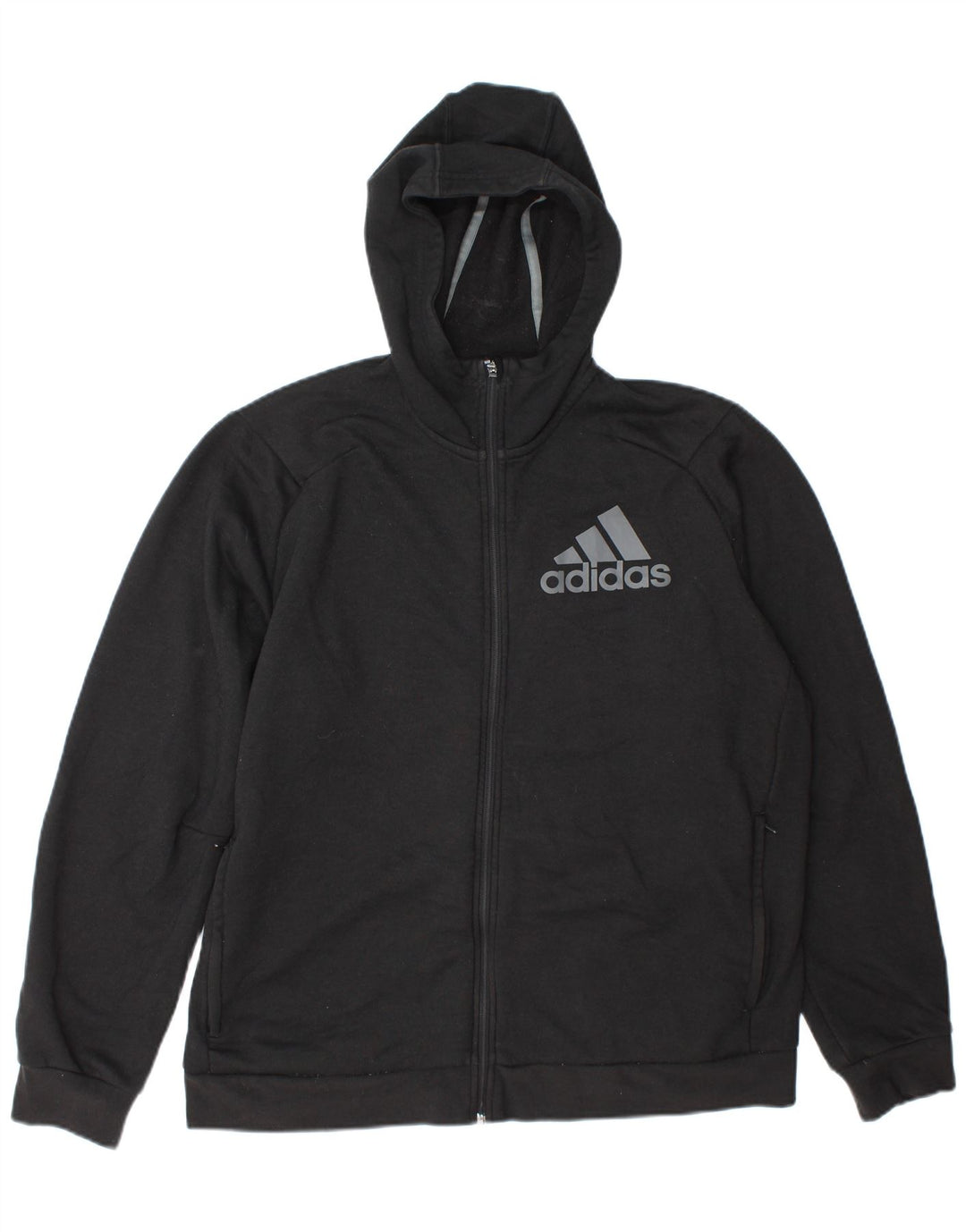Felpa con cappuccio e zip grafica Adidas da uomo XL in poliestere grigio