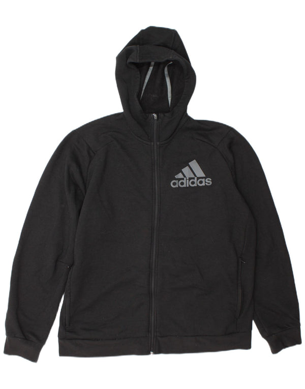 Felpa con cappuccio e zip grafica Adidas da uomo XL in poliestere grigio